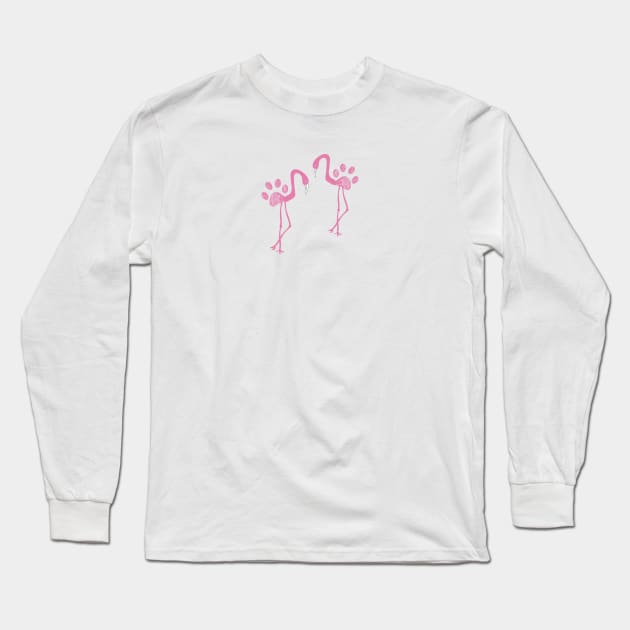 Made of flamingo with pink paw prints Long Sleeve T-Shirt by GULSENGUNEL